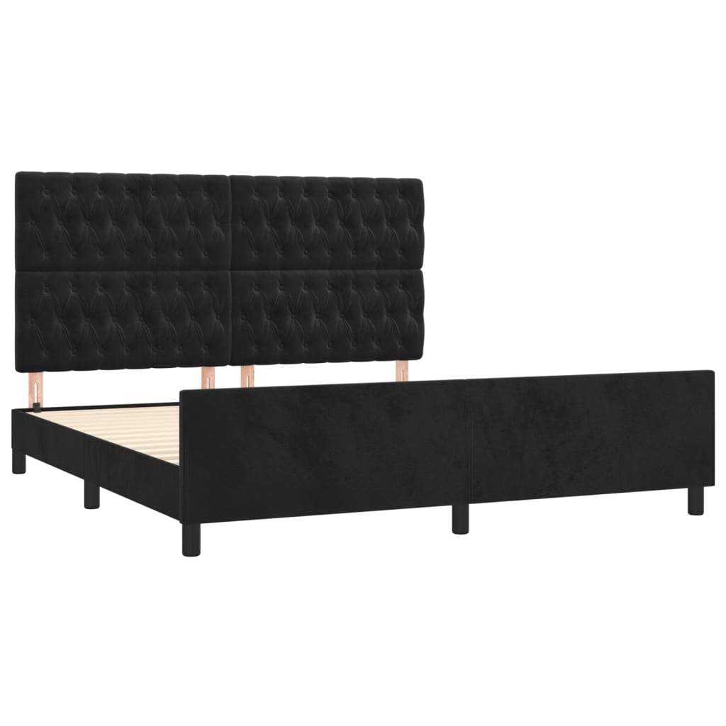 Bed Frame with Headboard Black 180 x 200 cm Velvet