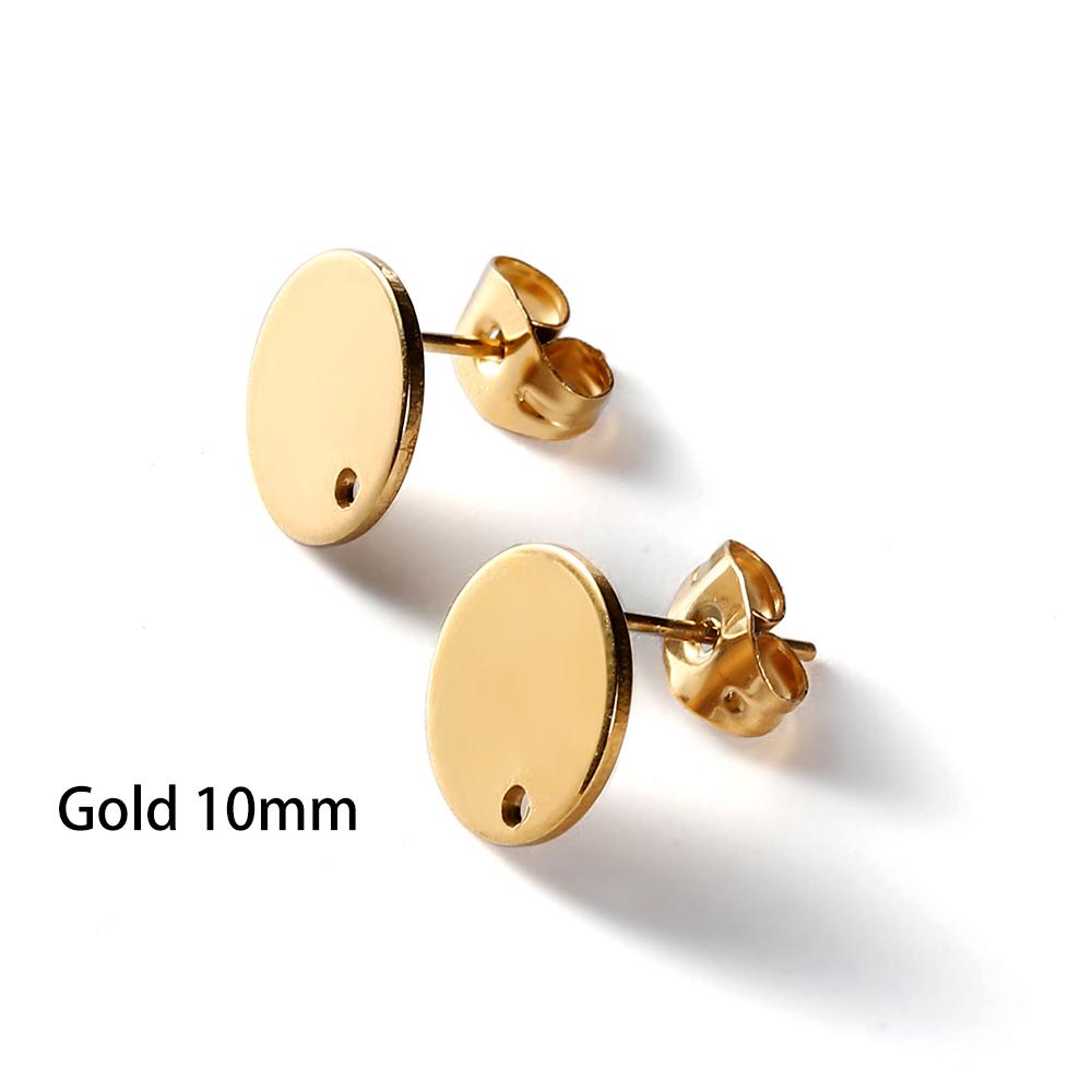 10Pcs Gold Color Stainless Steel Geometric Flower Earring Stud Round Earrings Base Connectors for DIY Jewelry Making Accessories