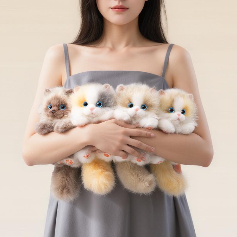 Cute Plush Cat Doll Pendant Keychain Girl Backpack Doll Pendant Simulated Animal Stuffed Toy Couple Bag Hanging Decorative Gift