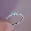 Huitan Love Heart Design Rings with Blue Cubic Zirconia Dainty Sweet Romantic Accessories Chic Delicate Wedding Band Zircon