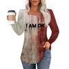 Women's Casual Top Halloween Printed Round Neck Long Sleeved Pleated T-shirt