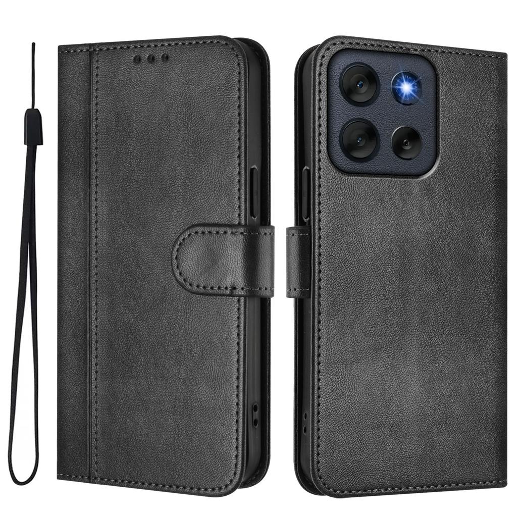 For Motorola Moto G56 5G Cases Wallet Stand Retro Texture Leather Phone Cover with Lanyard