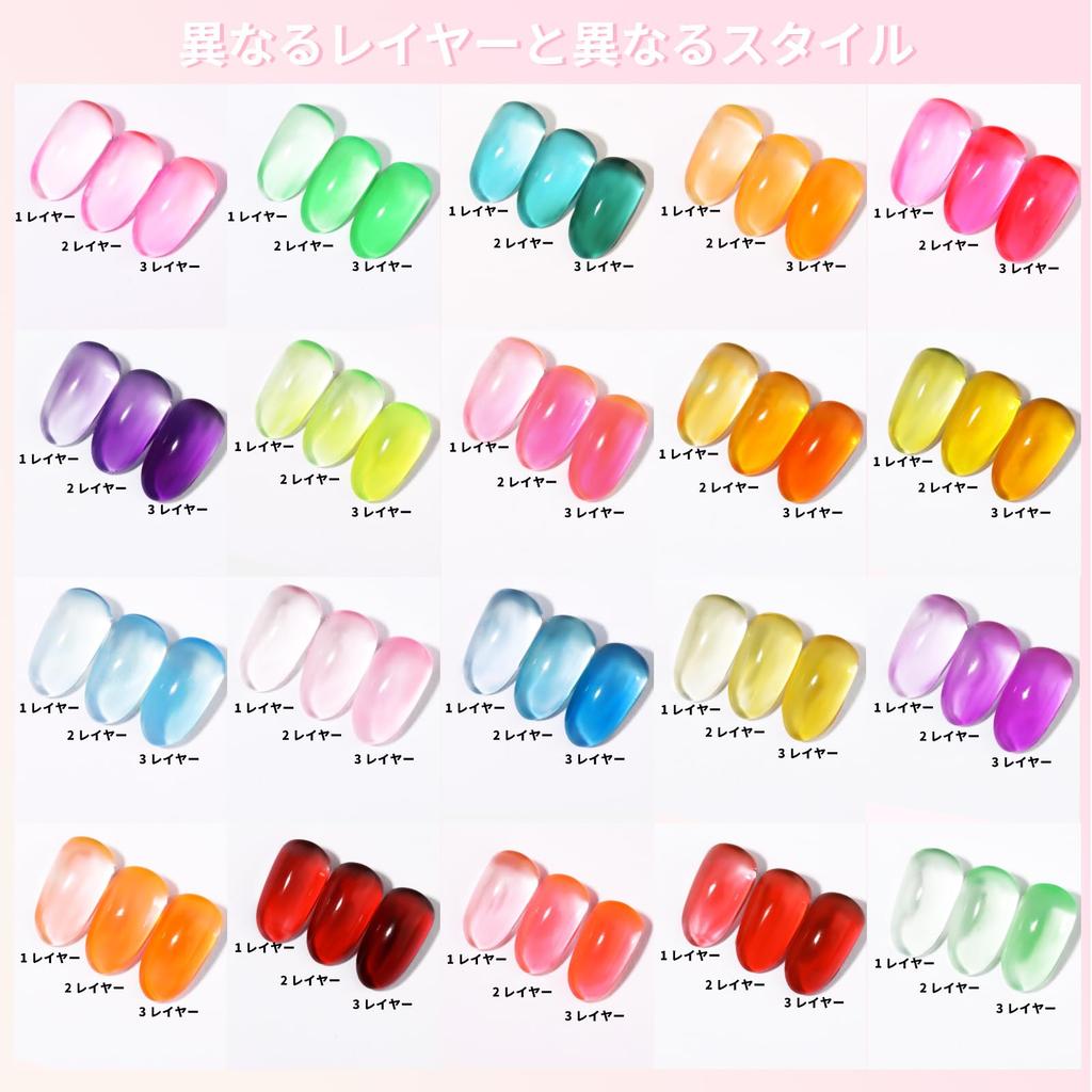 Noirwhite Jelly Gel 20 Colors Trendy Neon Jelly Gel Nail Polish Kit Glossy Crystal Clear Gel Polish Nude Pink Purple Green Blue Yellow Red Color Jelly