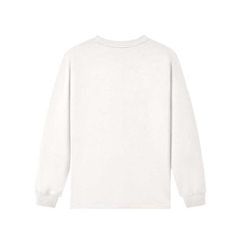 Skechers Sport Alliance Series Simple Fashion Comfortable Skin-Friendly Long Sleeve T-Shirt Men Tops Cotton-Candy-White L325M070-0074