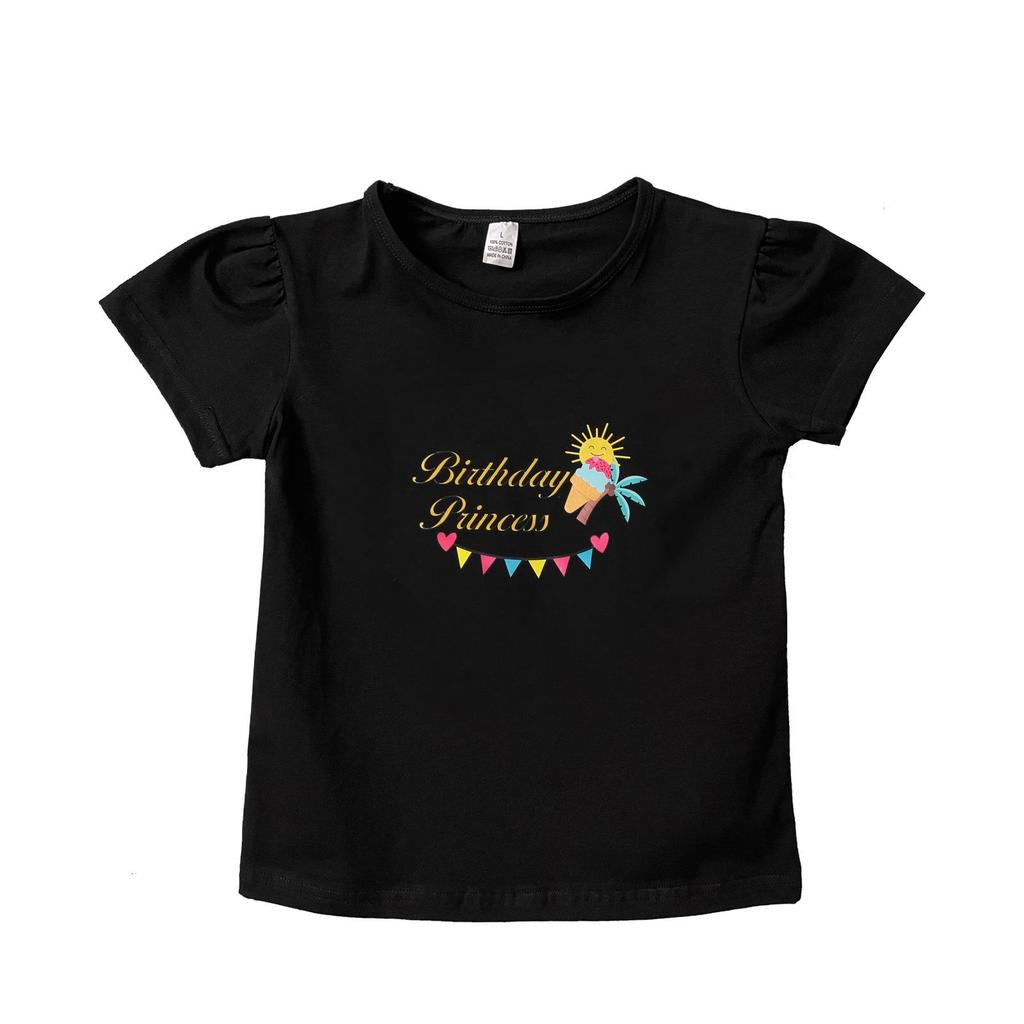 2025 New Cartoon Print Short Sleeve Children's Birthday T-Shirt, 20 Styles