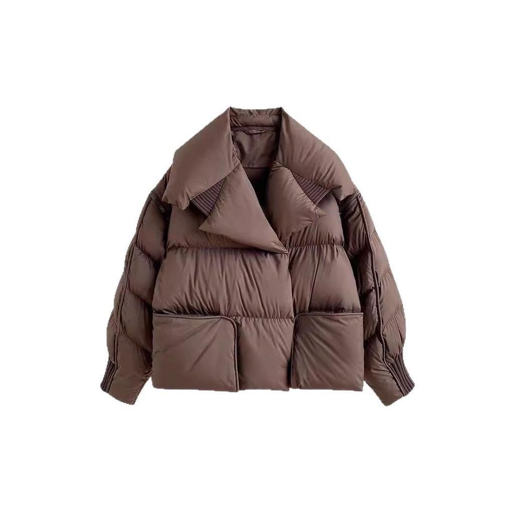 Jaqueta Puffer de Inverno Feminina Casaco Curto de Penas Streetwear Parkas Quentes Mangas Outwear