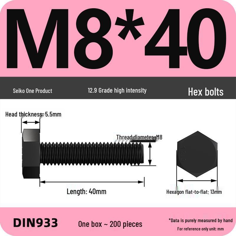 High Strength Class 12.9 Hex Bolt Set: M4-M16 Sizes