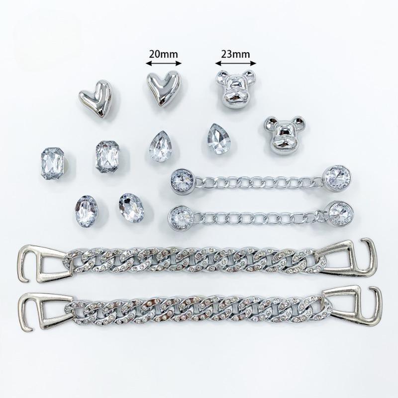 

14 шт. модные подвески для обуви набор аксессуаров дырка пряжка для обуви милый медведь бриллиантовая цепочка DIY 3D украшения для обуви дети вечеринка девушка подарок