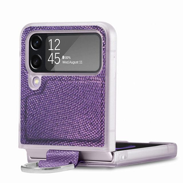 

Тонкий чехол с кольцом на палец без отпечатков пальцев для Samsung Galaxy Z Flip 4 5g Flip4 Flip3 Flip 3, защитный чехол для Samsung Flip4, чехлы for Samsung Z Flip 3 темно-фиолетового