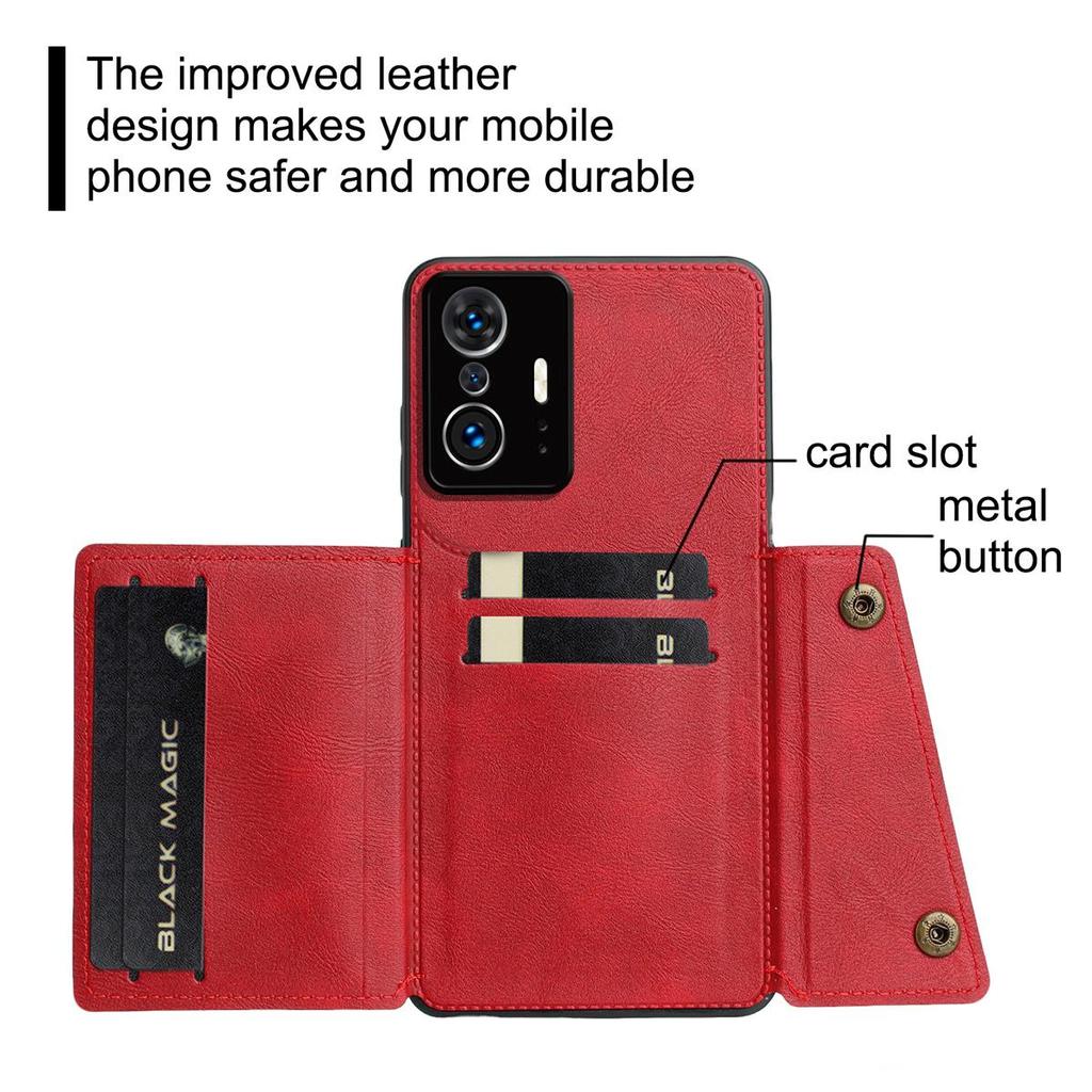 PU Leather Wallet Phone Case for Xiaomi 11T Pro,11T Multiple Card Slots Dual Metal Button Closure Shockproof Full‑Body Protective Cover
