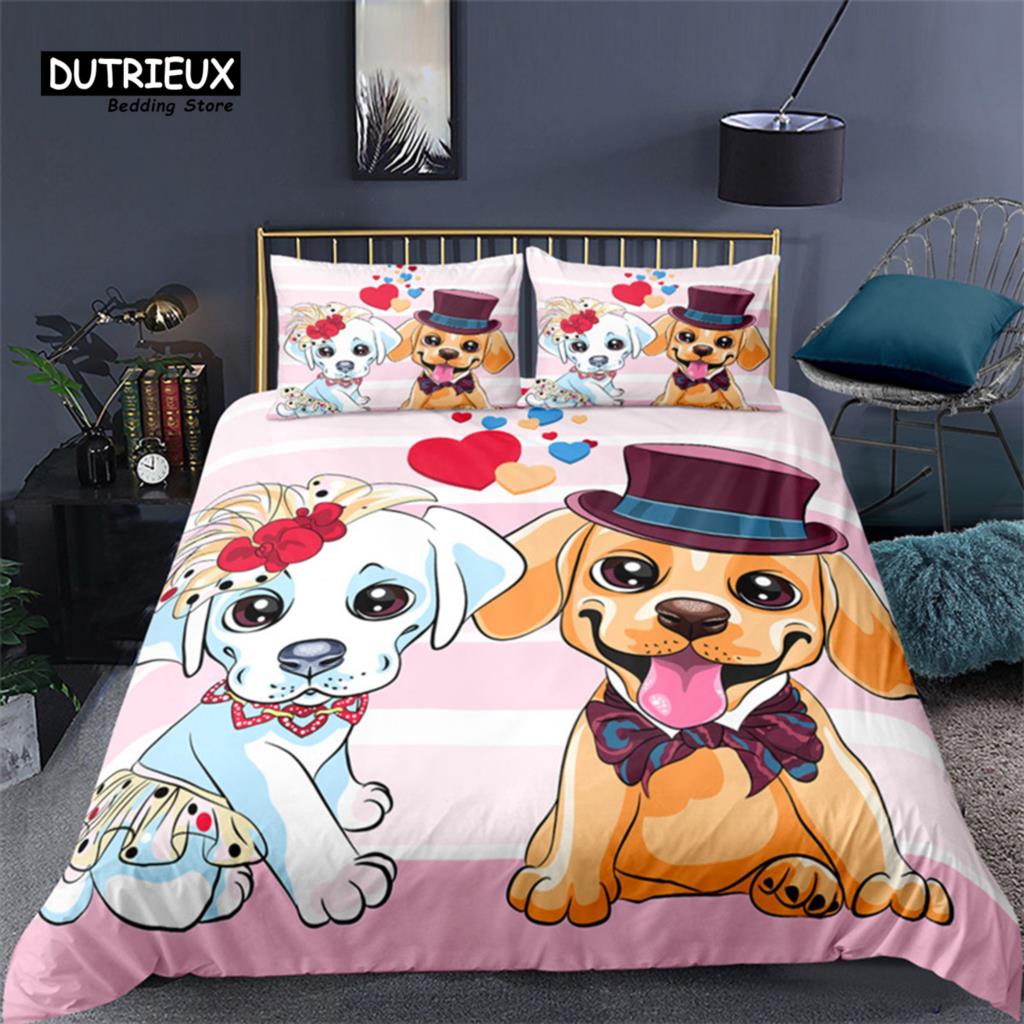 Modern Elegant Pug Pet Dog Polyester Funny Cartoon Animal Size For Kids Child Teens Decor Full King Comforter