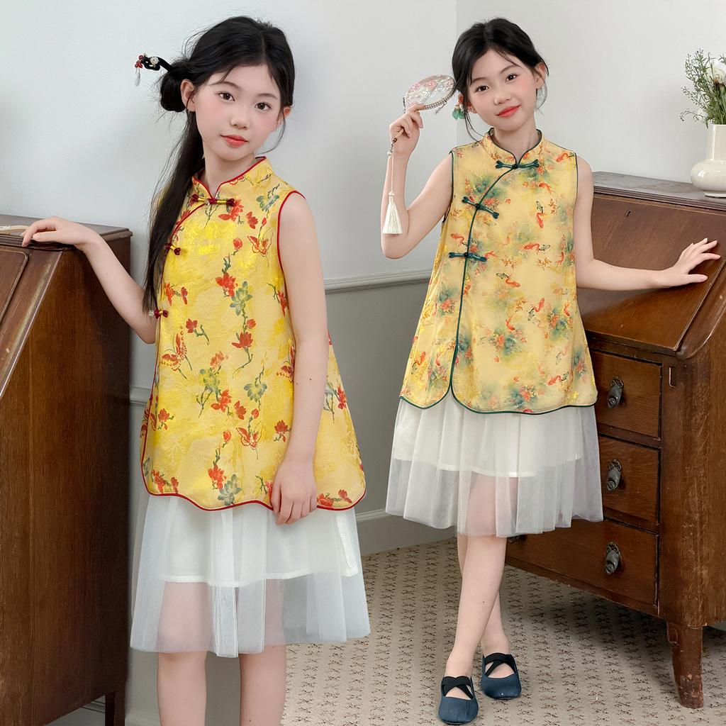 Girls' Cheongsam Dress Summer Dress 2026 New Style Children's Chinese Style Tang Dress Hanfu Summer Princess Dress