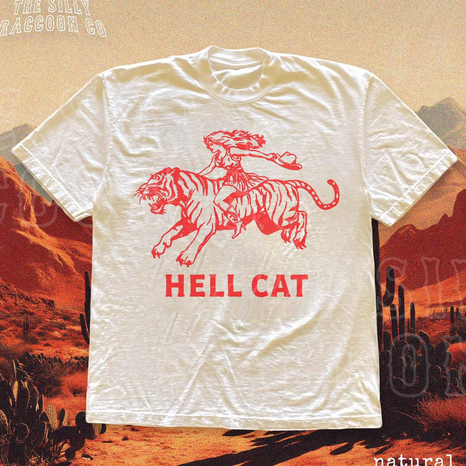 Vintage Cowgirl Hell Cat T-Shirt - Retro Cowgirl Western Shirt - Aesthetic Tee - Tiger Shirt - Funny Trendy Shirt - Gift for Her or Him XL