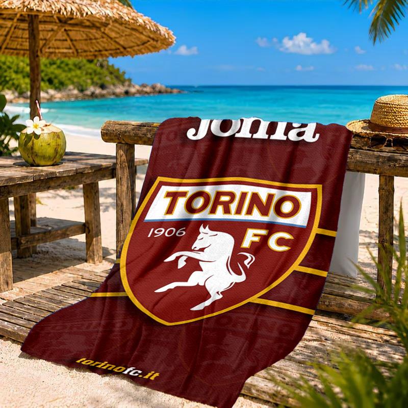 Asciugamano da Spiaggia con Stemma Torino Fc, Asciugatura Rapida, Facile da Curare, Adatto sia per il Fitness che per le Vacanze al Mare, Essenziale per lo Sport
