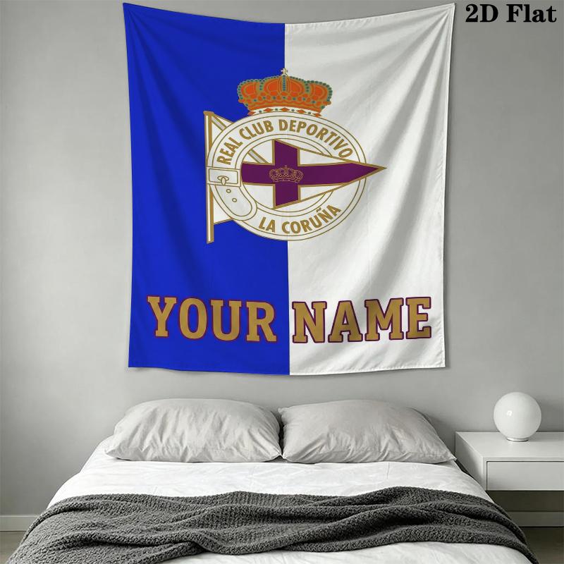 Custom Name Real Club Deportivo Wall Tapestry Aesthetic Wall Hanging Printed Fabric Blanket Decorative Tapestries for Bedroom Living Room Home Decor