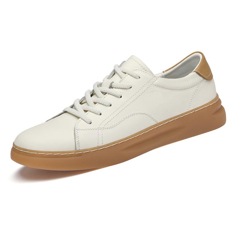 

8678 Men S Shoes Board Shoes White Shoes Spring Low-Top Leather Surface Handmade Flat Casual Shoes Sports Shoes Tide 38 белый
