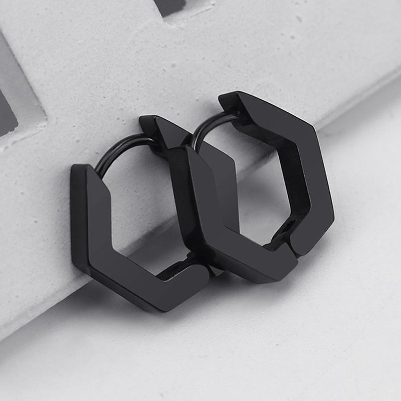 4 Pairs Multiple Styles Punk Black Stainless Stud Earrings For Men and Women Gothic Street PopHip Hop Street Ear Jewelry Gifts