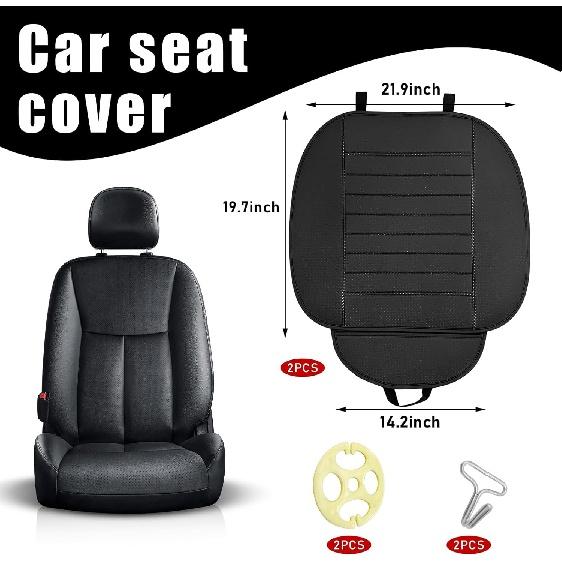 2-teiliges Autositzbezug-Set für die Vordersitze, atmungsaktiver Lederkissenschutz, rutschfester Fahrersitz gepolstert mit Aufbewahrungstaschen, universelles Auto
