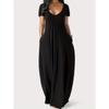 Rochie Simpla Solida, Rochie Maxi Casual Maneca Scurta Cu Buzunare, Imbracaminte Femei