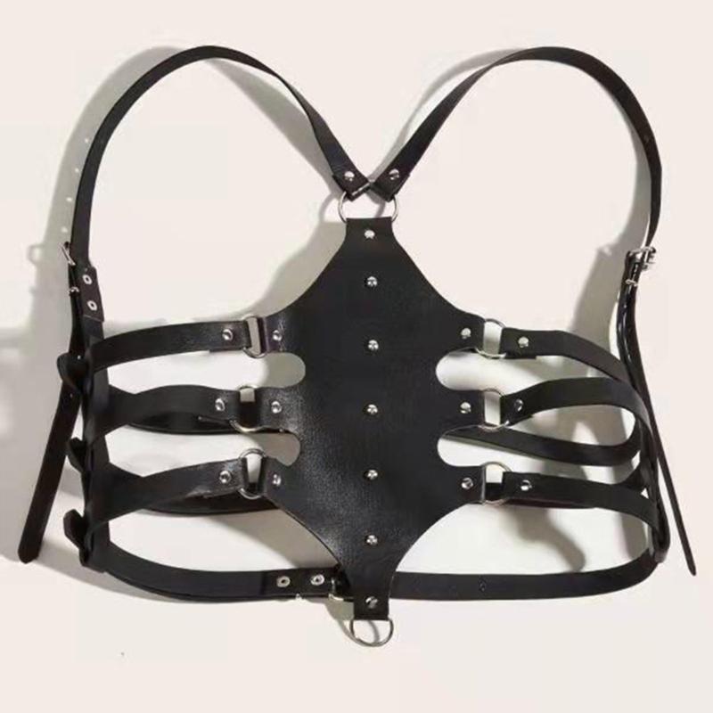 Punk Waist Belt Women Halloween Leather Skinny Body Adjustable Belts with Alloy Buckle for Party Night Club Waist Slim