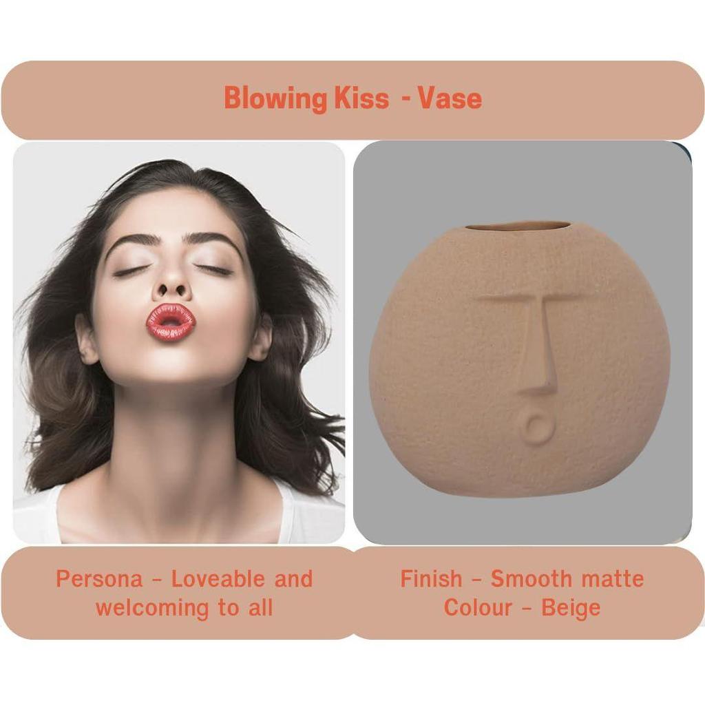 Modern Decorative Blowing Face Ceramic Vase for Home Décor | Centerpieces | Kitchen | Office or Living RoomCeramic Flower Vase