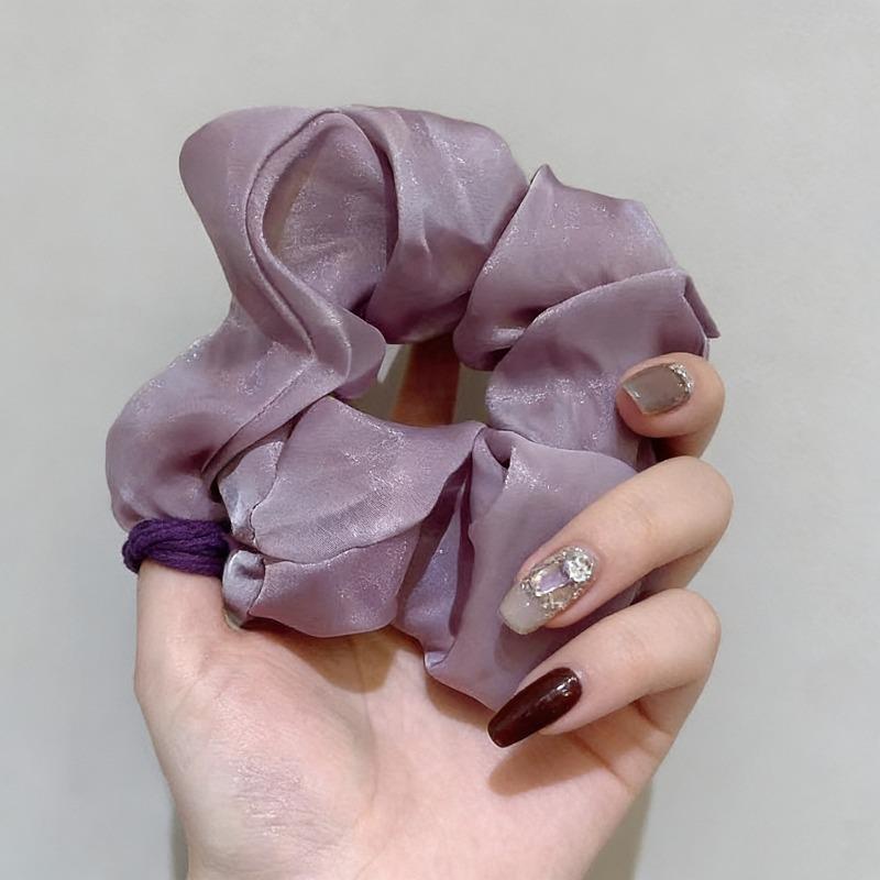 

Women Purple Romantic Polka Dots Chiffon Scrunchies Satin Elastics Hair Band Girls Hair Ties Ponytail Hair Accessories Headband фиолетовый