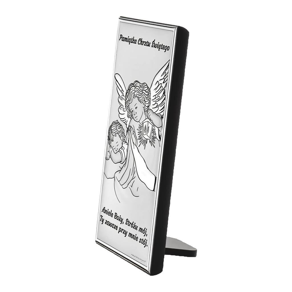 Silver Picture Guardian Angel - Angel of God... - Baptism Souvenir 6656 6 X 14