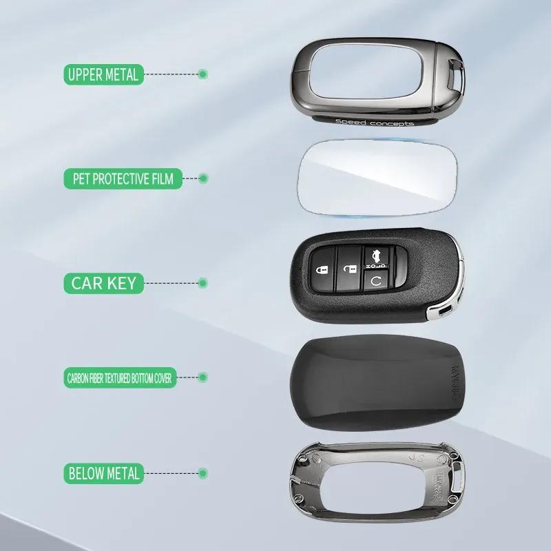 Zinc Alloy Carbon Fiber Car Key Case Cover For Honda Civic 11th Accord CR-V HR-V Pilot Vezel ZR-V -2025 Keychain Accessories