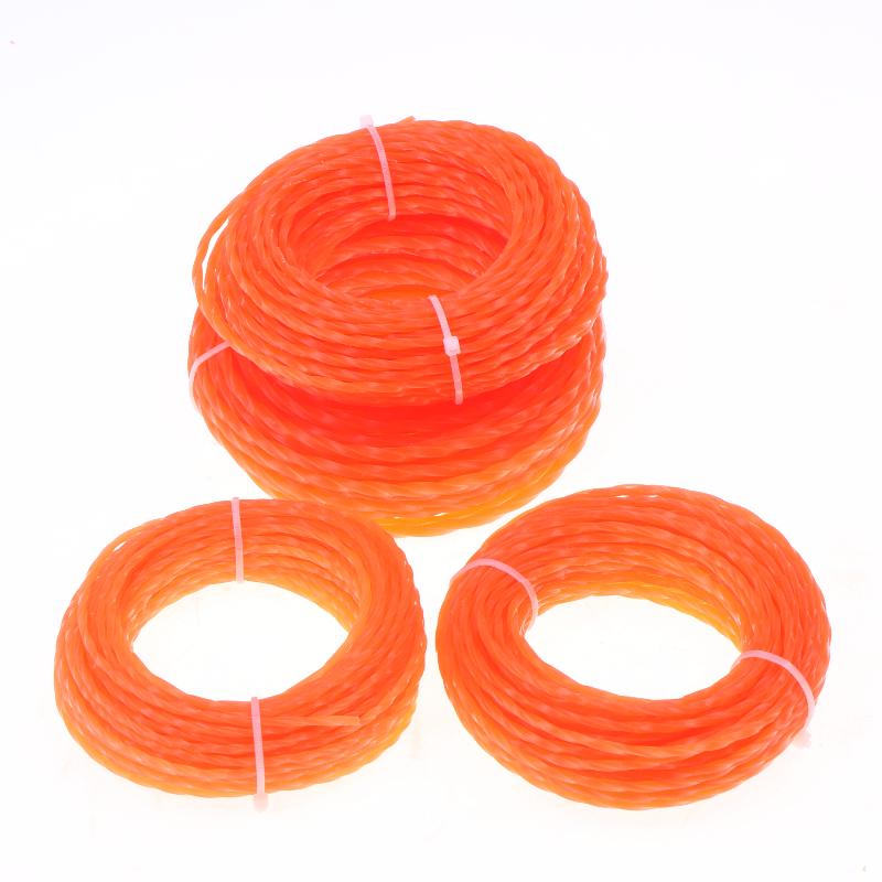 Universal Grass Trimmer Line Spiral Nylon Brush Cutter Rope 1PCS 15m Length 2.4-4mm Sizes for Most Lawn Mower Weed Eater