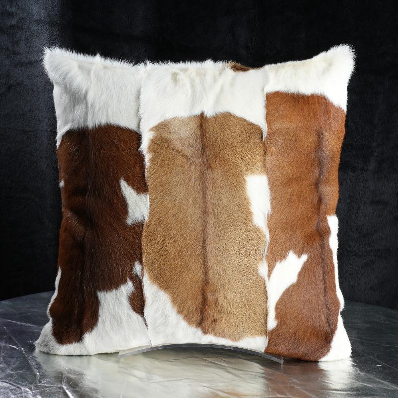 Plush Cow Print Pillowcase 50x50cm Double-sided Cushion Cover Artistic Color-block Throw Pillow Cover Home Decor