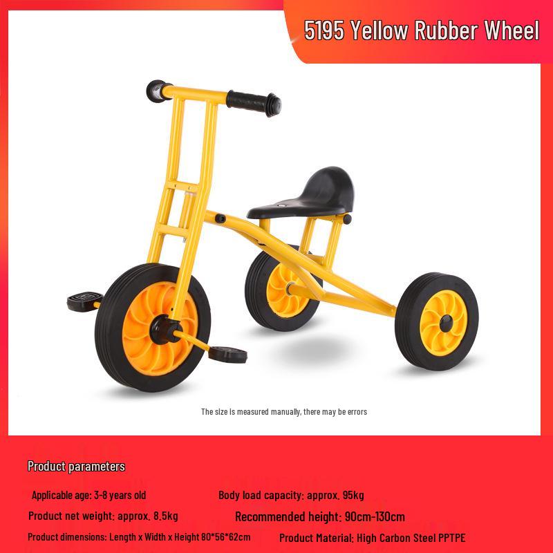 Children's Double Pedal Tricycle with Basket for Outdoor Play