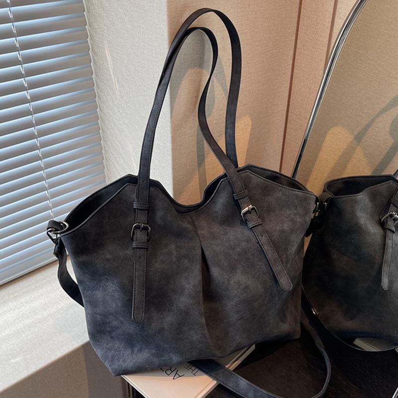 New large-capacity tote bag women's simple casual retro tote bag trendy fashion popular underarm shoulder bag