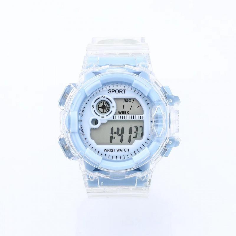 Electronic watch women's model, transparent smart sports multi-functional trend luminous watch for middle and high school students