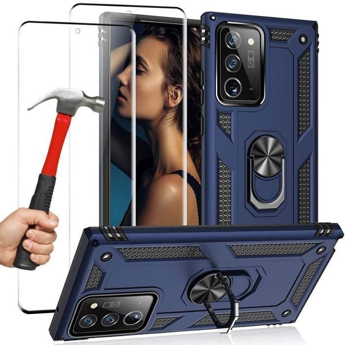 Lot de 2 Verres Trempés et Coque Pour Samsung Note 20 Ultra - PROSHOP - Bleu Marine - Antichoc Solide Dure