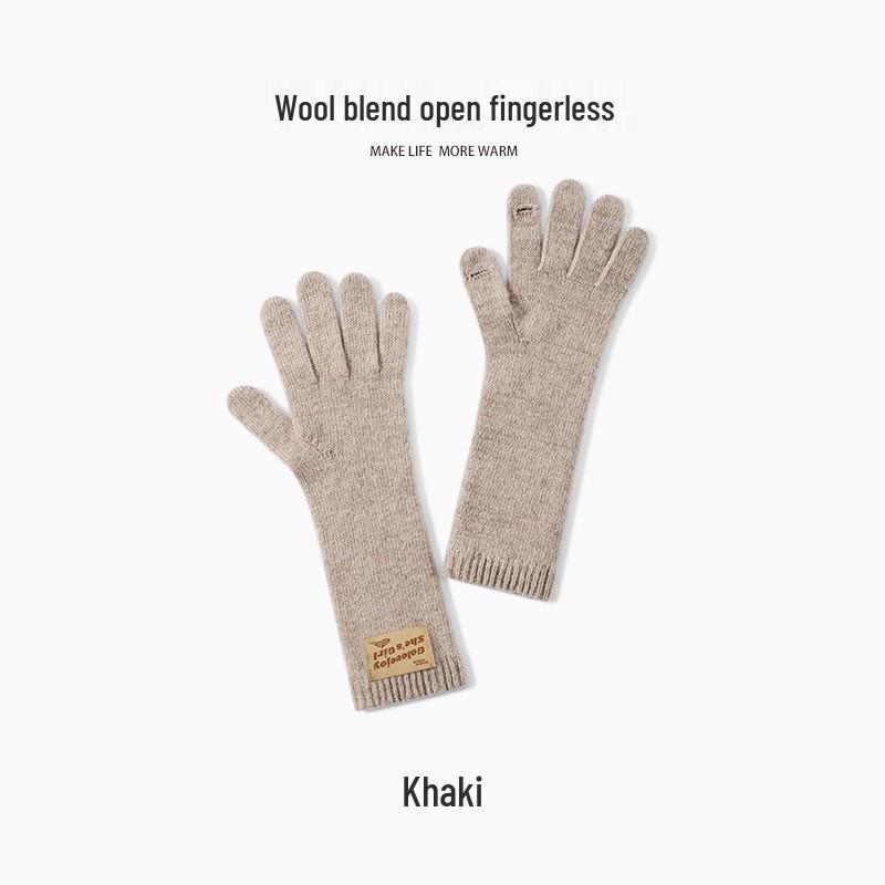 DZ149 Winter Knit Wool Gloves: Windproof Flip-Finger Touchscreen Gloves for Outdoor Cycling and Sports.