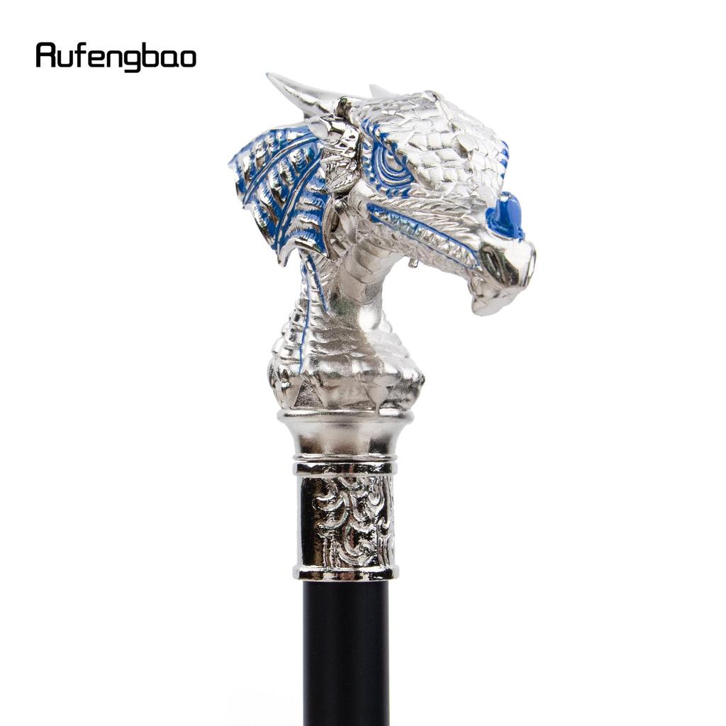 Golden Blue Luxury Dragon Head Walking Cane Fashion Decorative Walking Stick Gentleman Elegant Cosplay Cane Knob Crosier 94cm