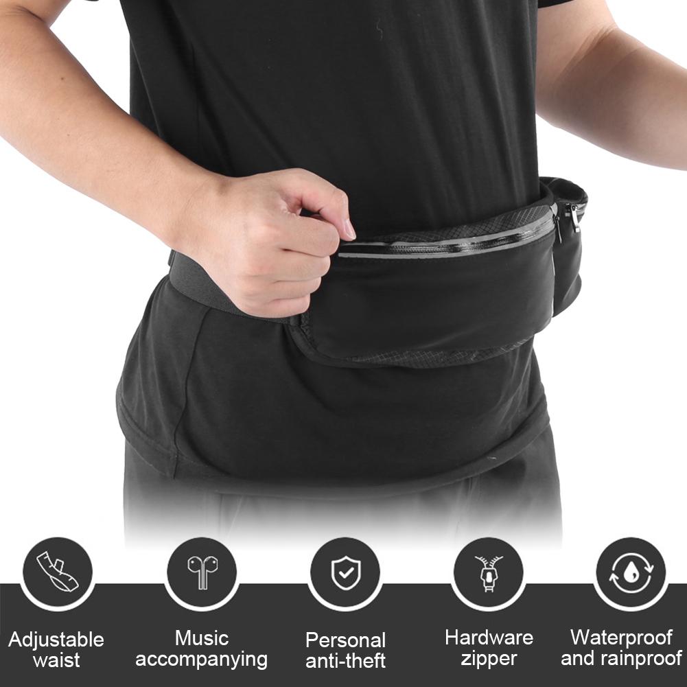 Sports Waist Bag Multifunction Outdoor Waterproof Largecapacity Belt Bag Running(Black Size)