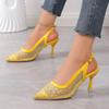 Fashion Sexy BlingBling Crystal Pointed-Toe Super High Heel Woman Pump Butterfly-knot Decora Stiletto Ladies Wedding Banquet Botas Mujer
