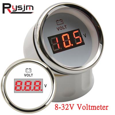 Ized 52MM 8-32V Voltmeter Marine Boat Car Volt Meter Voltage Gauge With Red Backlight Universal For Auto Truck Yacht