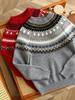 Maglione in Lana Fair Isle per Bambini - Spesso, Caldo, Stile Retro Rosso per Autunno/Inverno Ragazzi e Ragazze