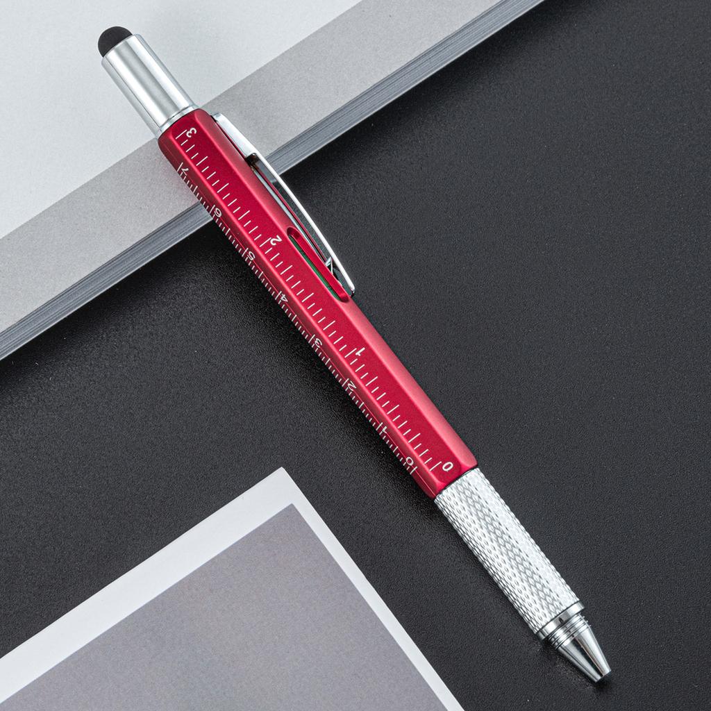 Multifunkční nástroj 6v1 Kuličkové pero Šroubovák Pravítko Vodováha Kreativní psací potřeby Dárek Dotyková obrazovka Design stylusu Kapacitní pero