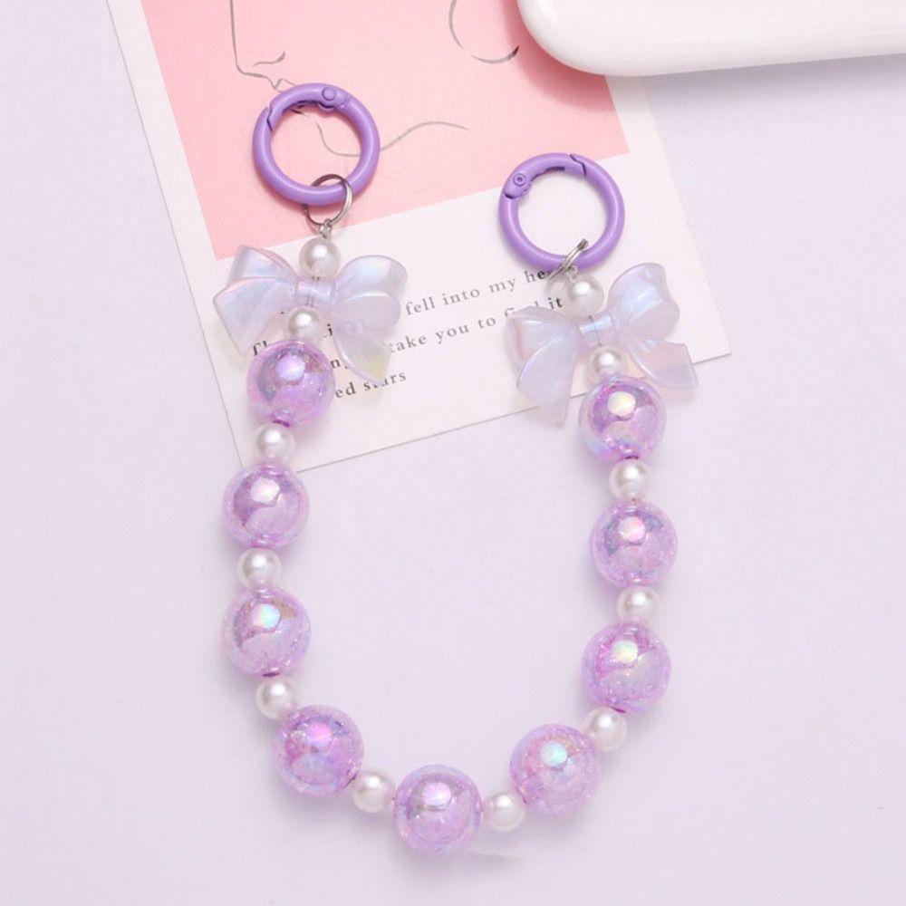 Hanging Cord Beaded Bag Pendant Bead String Bowknot Phone Strap Bow Beaded Bag Pendant  Girls