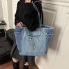 Koreanischer Stil Leinwand-Tragetasche Einfache Unterarm-Taschen Niedliche Jeans-Umhängetasche Outdoor