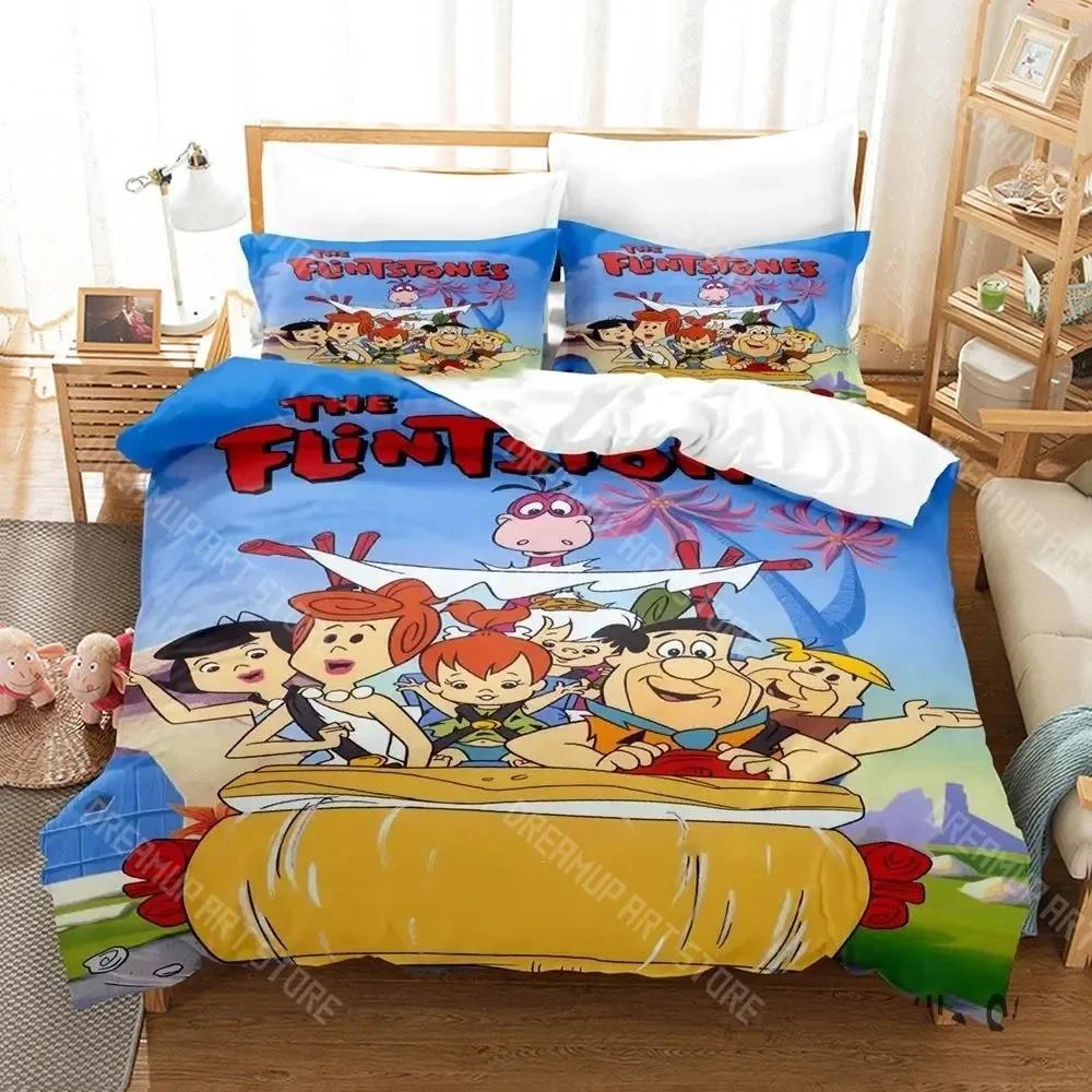 3D Print The Flint-Stone Cartoon Bedding Set Boys Girls Twin Queen King Size Duvet Cover Pillowcase Bed boy Adult