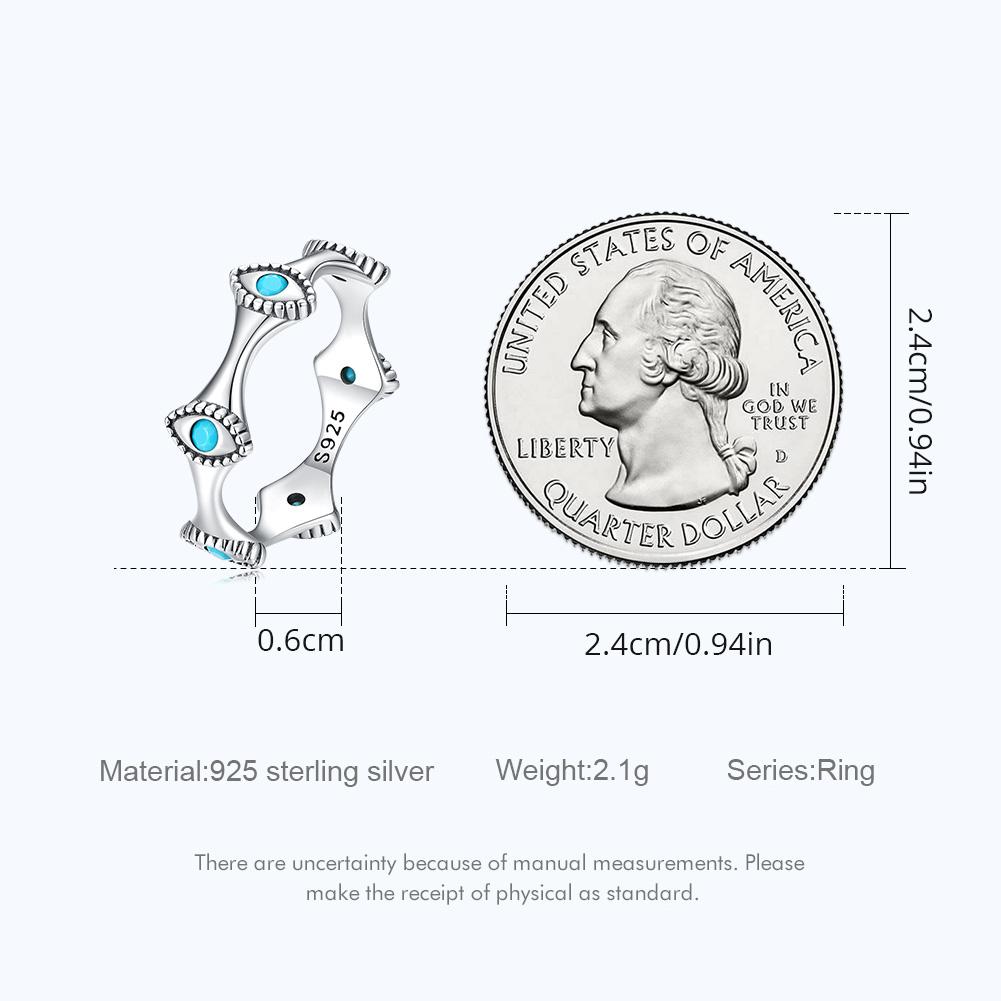 WOSTU Teufelsaugen-Ring aus 925er-Sterlingsilber für Damen, Größe 6–8, modisches Hochzeitsgeschenk, Ewigkeitsbänder, türkisfarbene Anillos