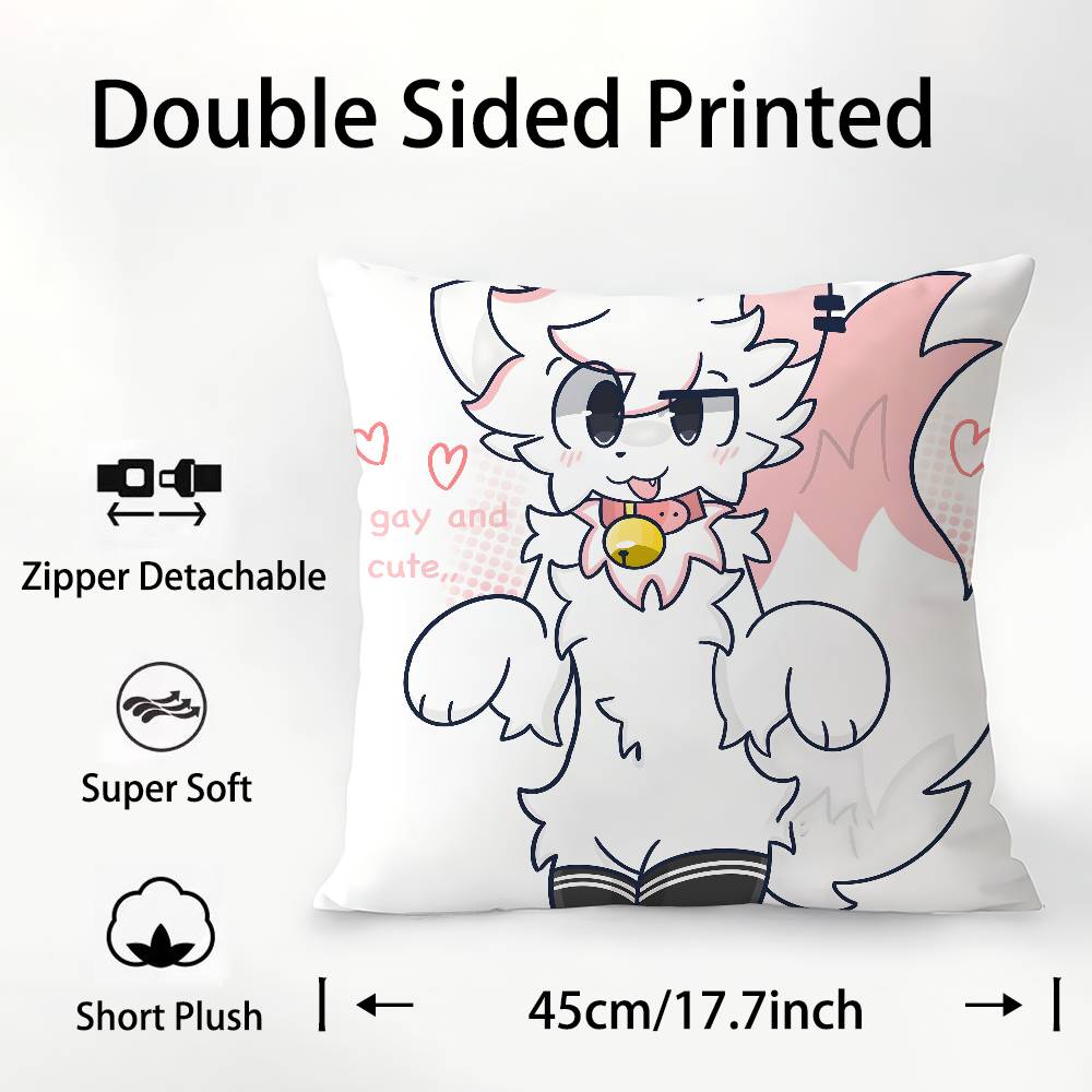 Cartoon B-Boykisser Silly Cat Pillow Case Square Double‑Sided Print Cushion Case For Sofa Home Bedchamber Decor Gift