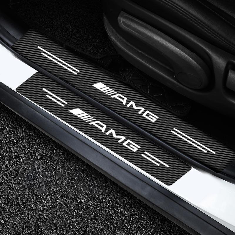 4ks Ochranné samolepky na prahy dveří z uhlíkových vláken pro Mercedes-Benz AMG C500 C200 C300 A B C E GLA CLA GLK GL ML GLE W204 W205 W203
