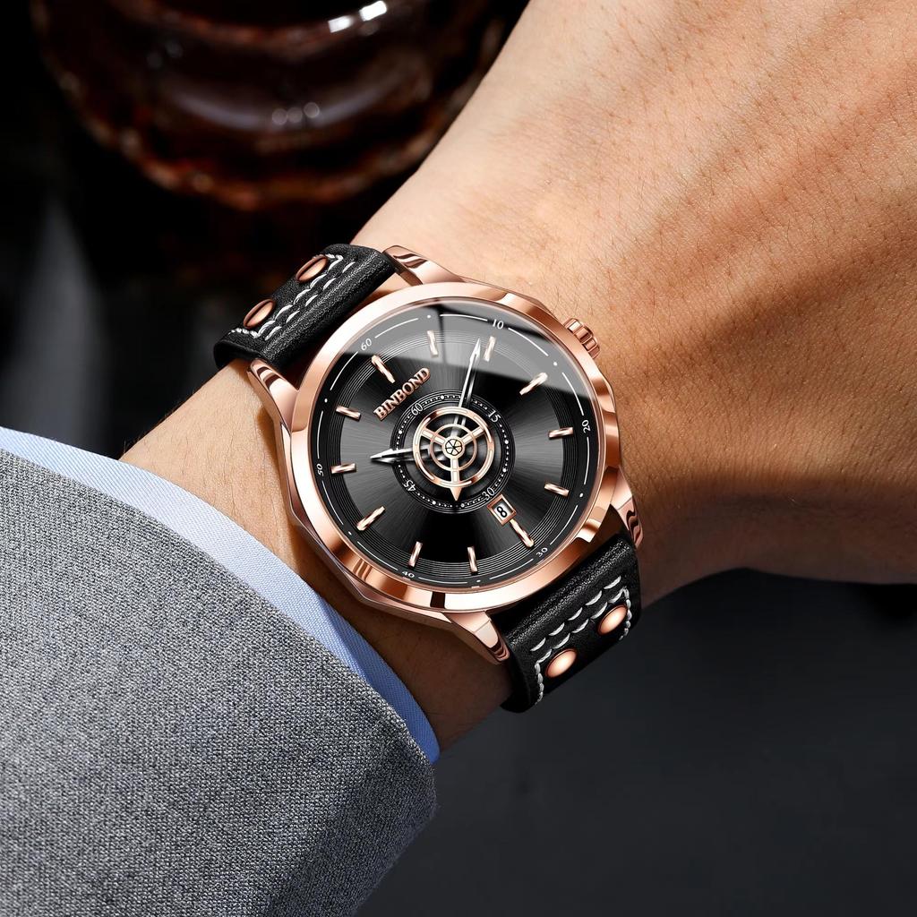 BINBOND Man Sport Wristwatch Casual Luminous Male Clock Business Quartz Movement Men's Watches