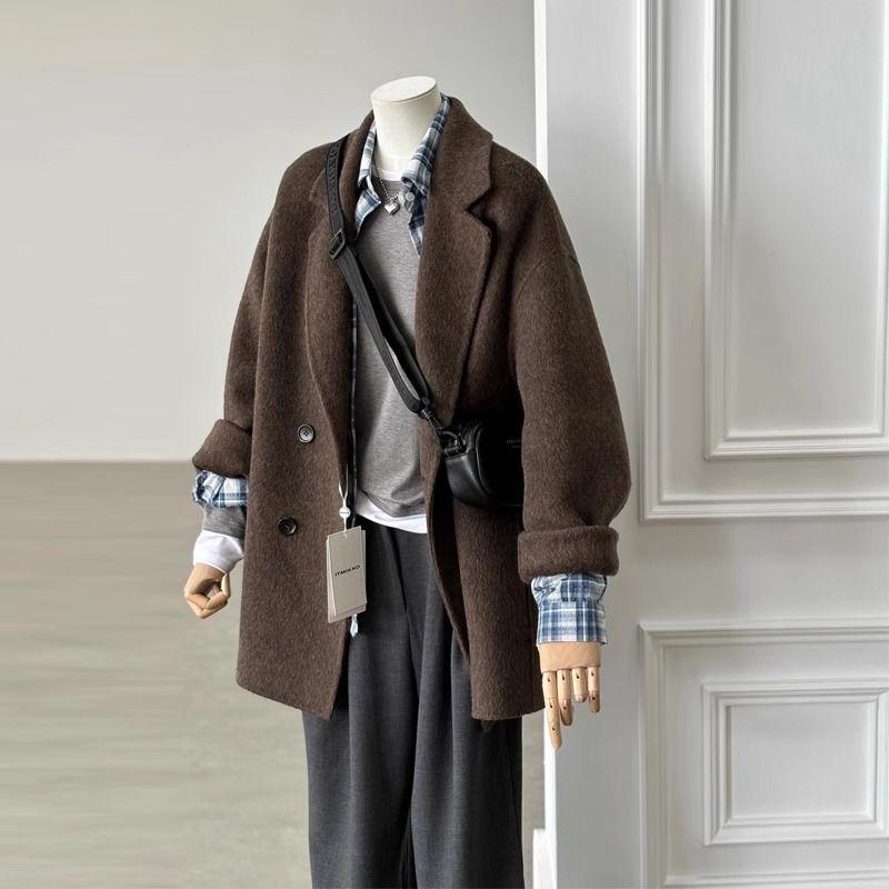 

Маленькое универсальное пальто из коричневой шерсти в корейском стиле для женщин - Осень/Зима 2025 S (recommended for 40-50 kg) коричневый