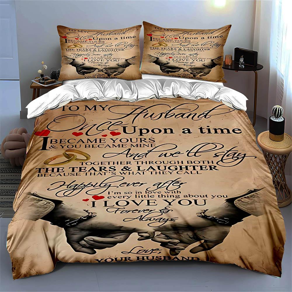 Handwritten text design. Bedding, Duvet cover sets, Duvet covers, Pillowcases, Birthday gifts (1 * Duvet Cover 2 * Pillowcases, without duvet insert)